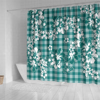 Hibiscus Pakala Aqua Teal Shower Curtain Tropical Floral Stylized - Polynesian Pride
