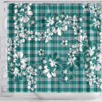 Hibiscus Pakala Aqua Teal Shower Curtain Tropical Floral Stylized - Polynesian Pride