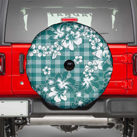 Hibiscus Pakala Aqua Teal Spare Tire Cover Tropical Floral Stylized - Polynesian Pride