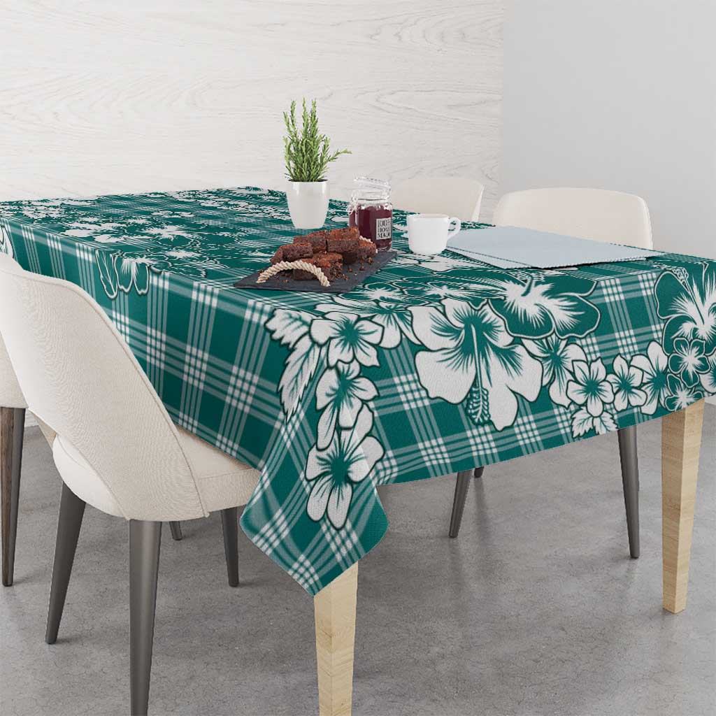 Hibiscus Pakala Aqua Teal Tablecloth Tropical Floral Stylized - Polynesian Pride