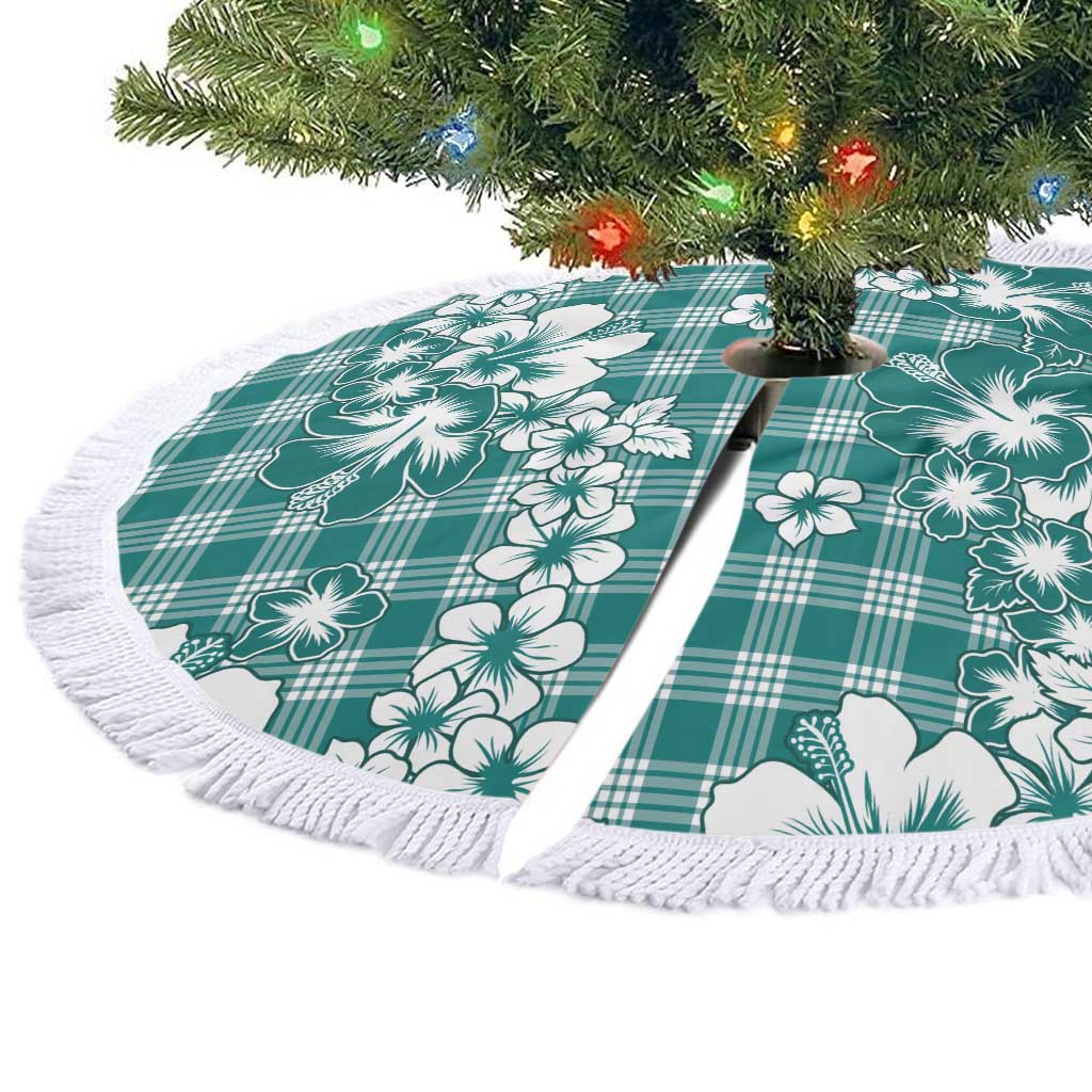 Hibiscus Pakala Aqua Teal Tree Skirt Tropical Floral Stylized LT01 - Polynesian Pride