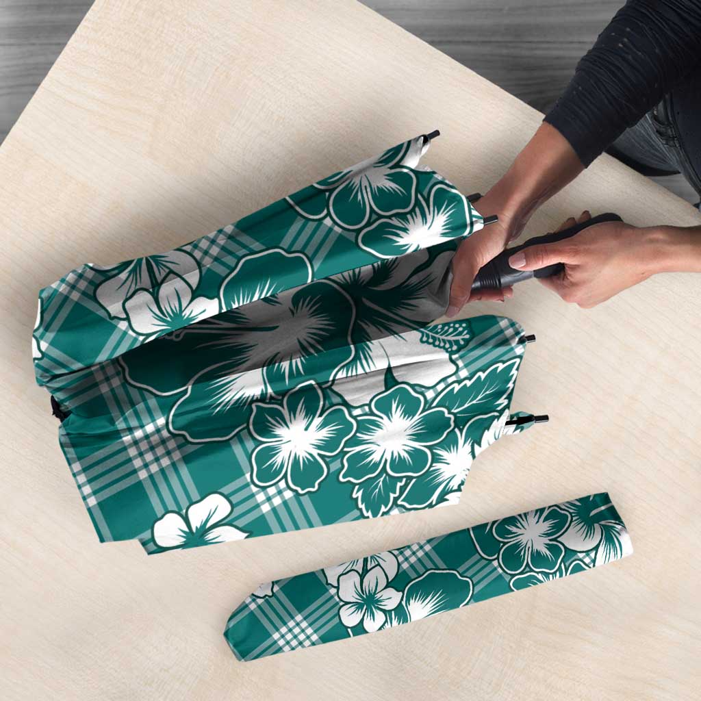 Hibiscus Pakala Aqua Teal Umbrella Tropical Floral Stylized - Polynesian Pride