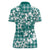Hibiscus Pakala Aqua Teal Women Polo Shirt Tropical Floral Stylized - Polynesian Pride