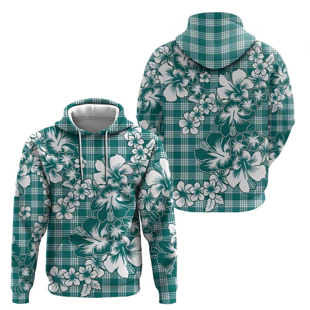 Hibiscus Pakala Aqua Teal Zip Hoodie Tropical Floral Stylized - Polynesian Pride