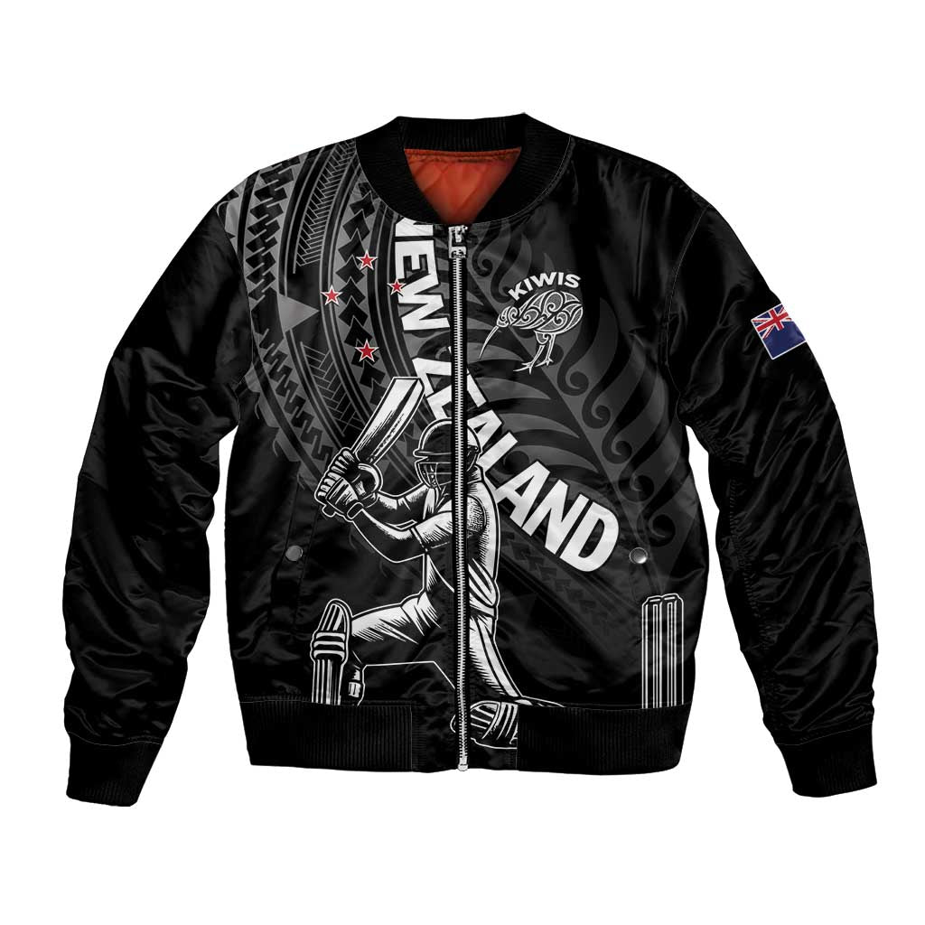 Custom New Zealand Cricket Bomber Jacket Maori Kiwi Black Fern