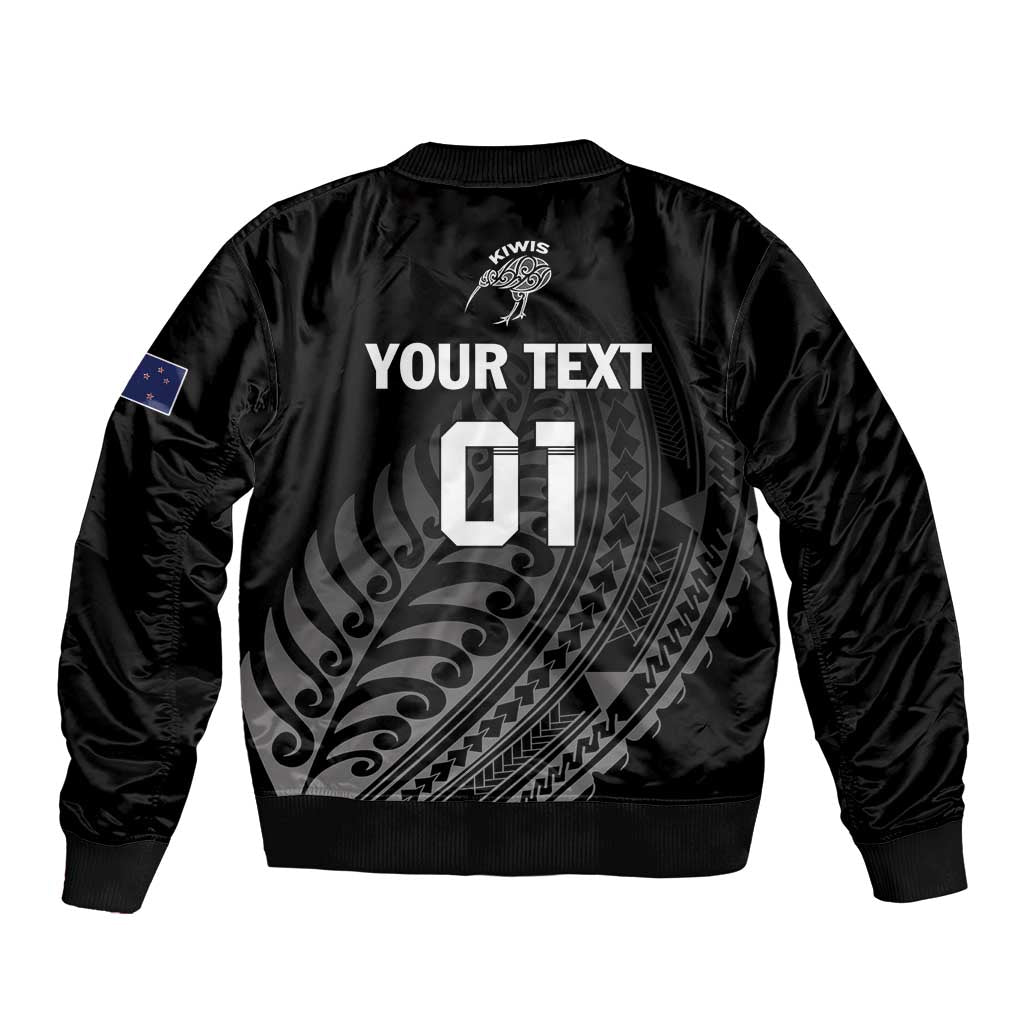Custom New Zealand Cricket Bomber Jacket Maori Kiwi Black Fern