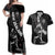 Custom New Zealand Cricket Couples Matching Off Shoulder Maxi Dress and Hawaiian Shirt Maori Kiwi Black Fern