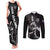 Custom New Zealand Cricket Couples Matching Tank Maxi Dress and Long Sleeve Button Shirt Maori Kiwi Black Fern