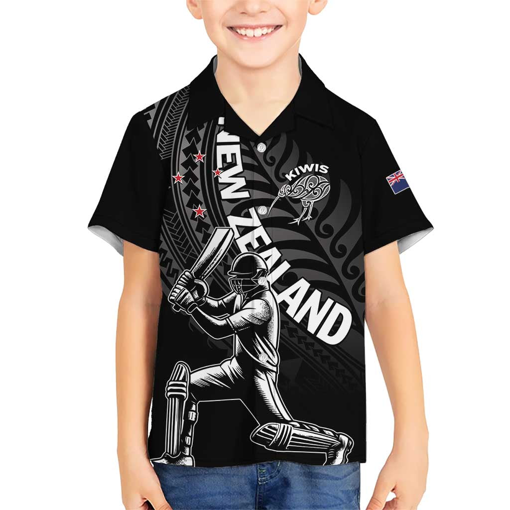 Custom New Zealand Cricket Hawaiian Shirt Maori Kiwi Black Fern