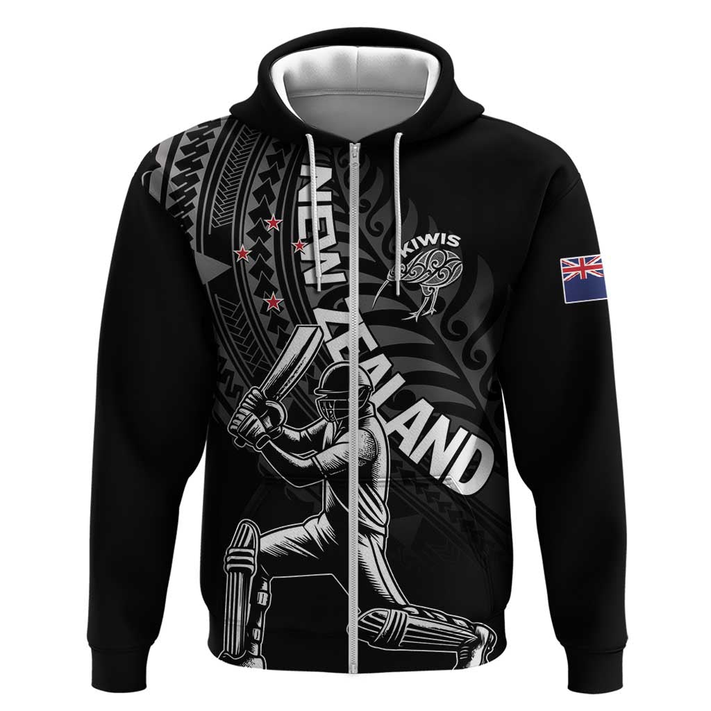 Custom New Zealand Cricket Hoodie Maori Kiwi Black Fern