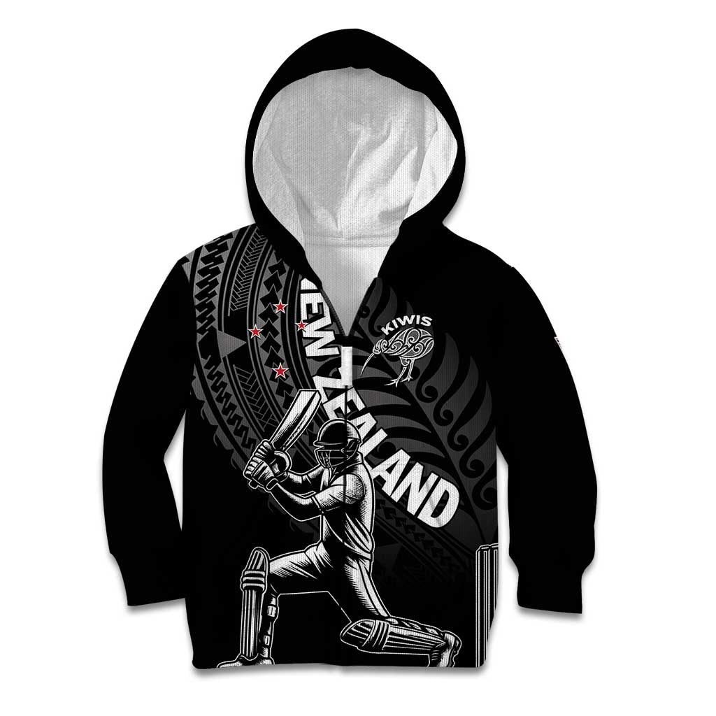 Custom New Zealand Cricket Kid Hoodie Maori Kiwi Black Fern