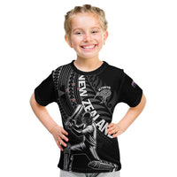 Custom New Zealand Cricket Kid T Shirt Maori Kiwi Black Fern
