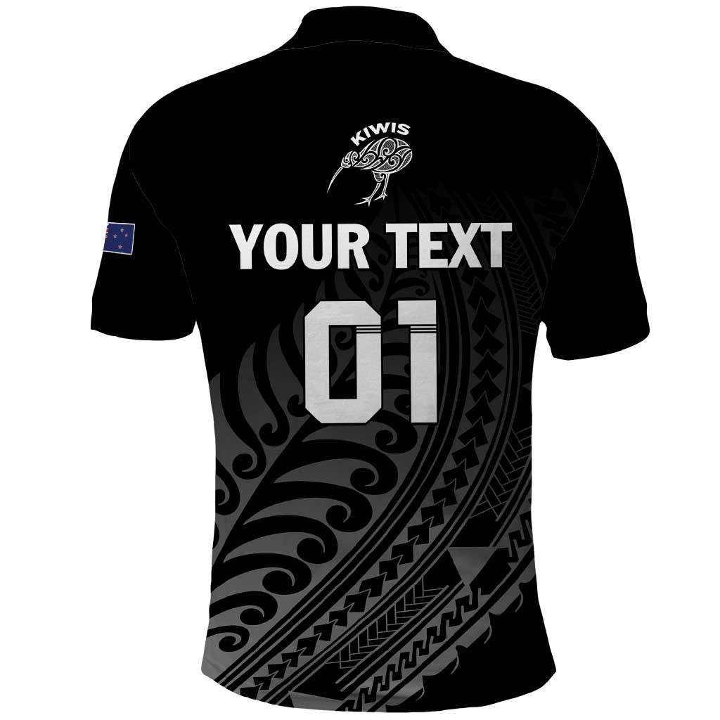 Custom New Zealand Cricket Polo Shirt Maori Kiwi Black Fern