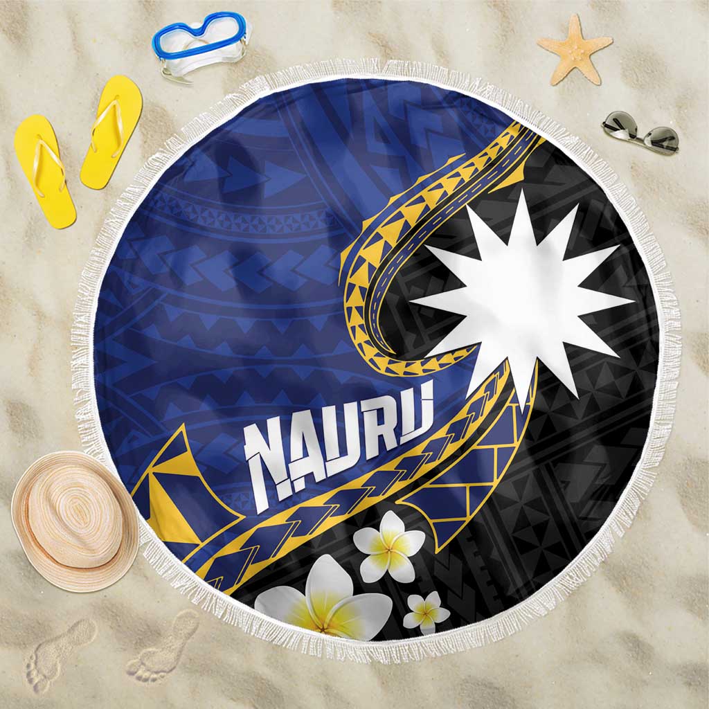 Nauru Beach Blanket Naoero Proud Plumeria LT01 One Size 150cm Blue - Polynesian Pride