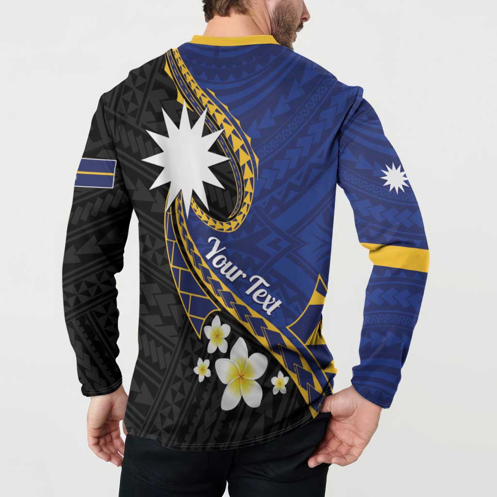 Personalised Nauru Button Sweatshirt Naoero Proud Plumeria