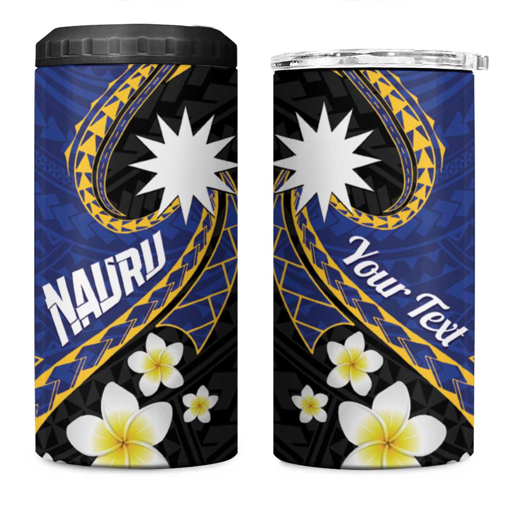 Personalised Nauru 4 in 1 Can Cooler Tumbler Naoero Proud Plumeria LT01 One Size: 16 oz Blue - Polynesian Pride