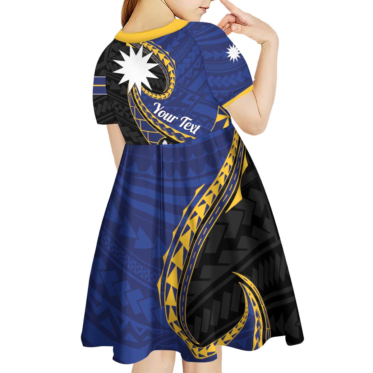 Personalised Nauru Kid Short Sleeve Dress Naoero Proud Plumeria