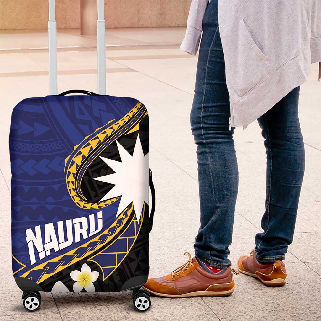Nauru Luggage Cover Naoero Proud Plumeria LT01 Blue - Polynesian Pride