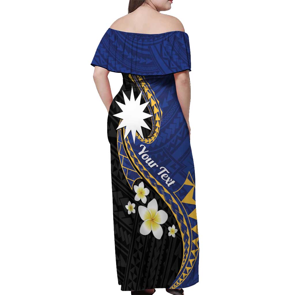 Personalised Nauru Off Shoulder Maxi Dress Naoero Proud Plumeria