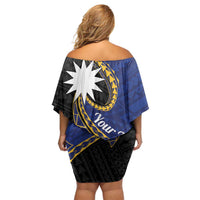 Personalised Nauru Off Shoulder Short Dress Naoero Proud Plumeria