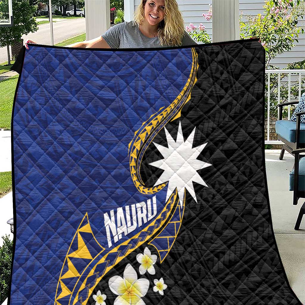 Nauru Quilt Naoero Proud Plumeria LT01 Blue - Polynesian Pride
