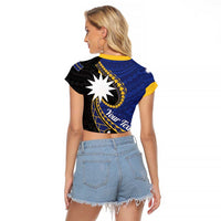 Personalised Nauru Raglan Cropped T Shirt Naoero Proud Plumeria