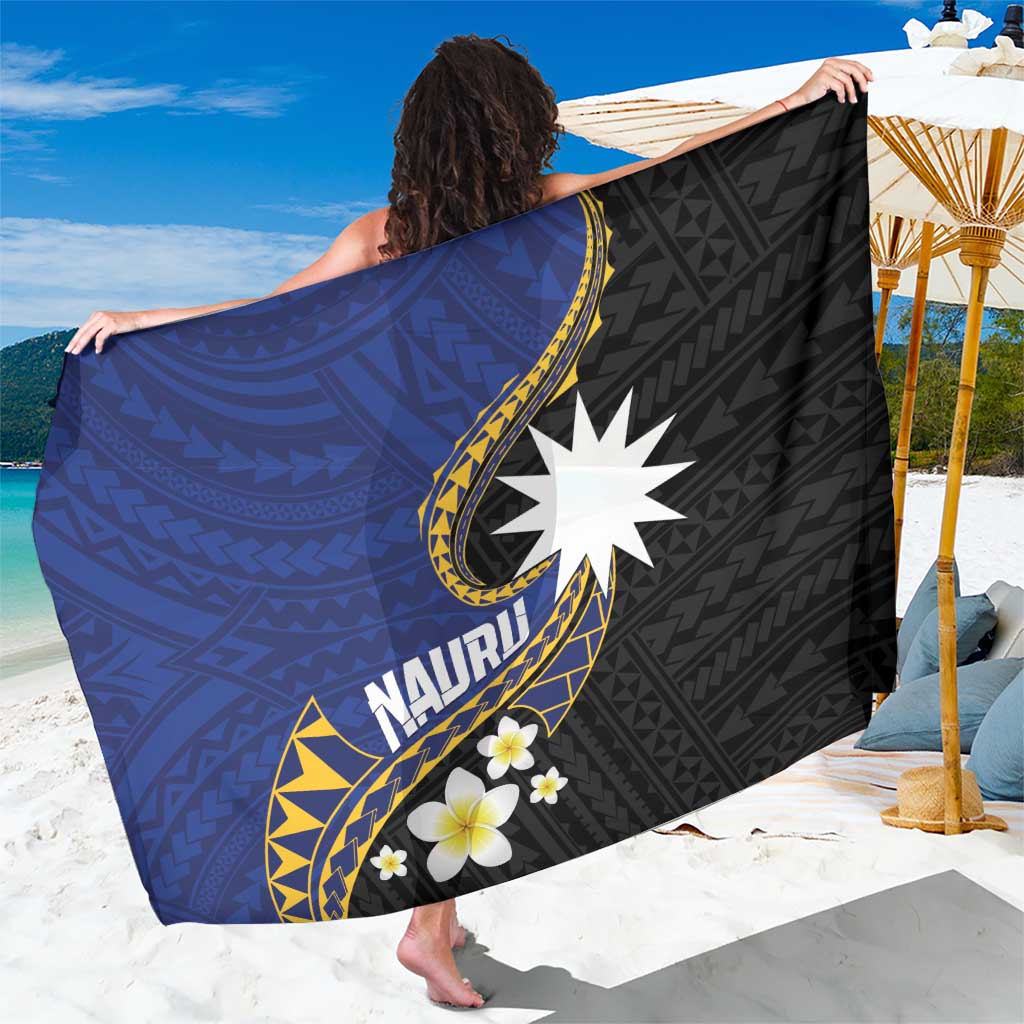 Nauru Sarong Naoero Proud Plumeria LT01 One Size 44 x 66 inches Blue - Polynesian Pride