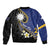 Personalised Nauru Sleeve Zip Bomber Jacket Naoero Proud Plumeria