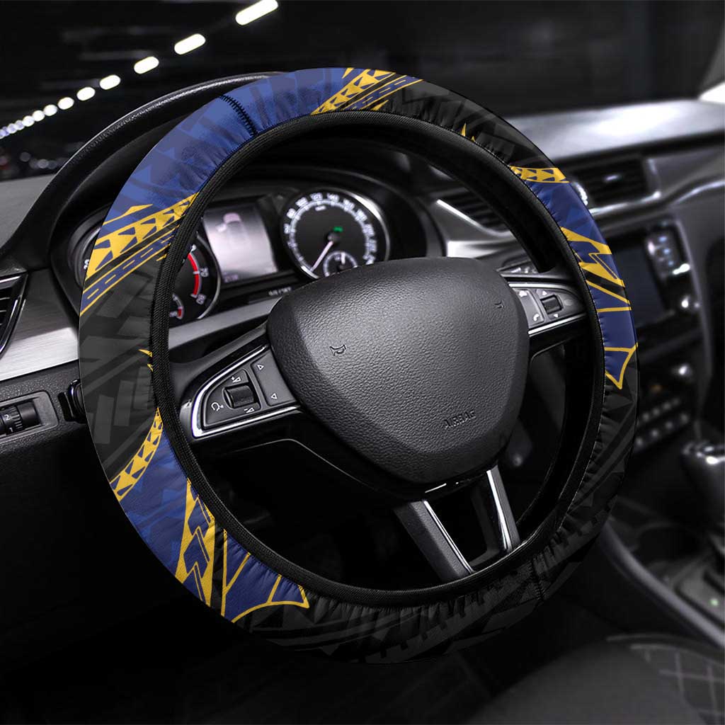 Nauru Steering Wheel Cover Naoero Proud Plumeria LT01 Universal Fit Blue - Polynesian Pride