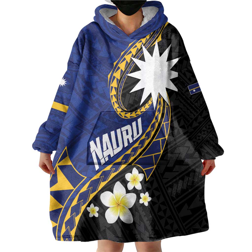 Personalised Nauru Wearable Blanket Hoodie Naoero Proud Plumeria