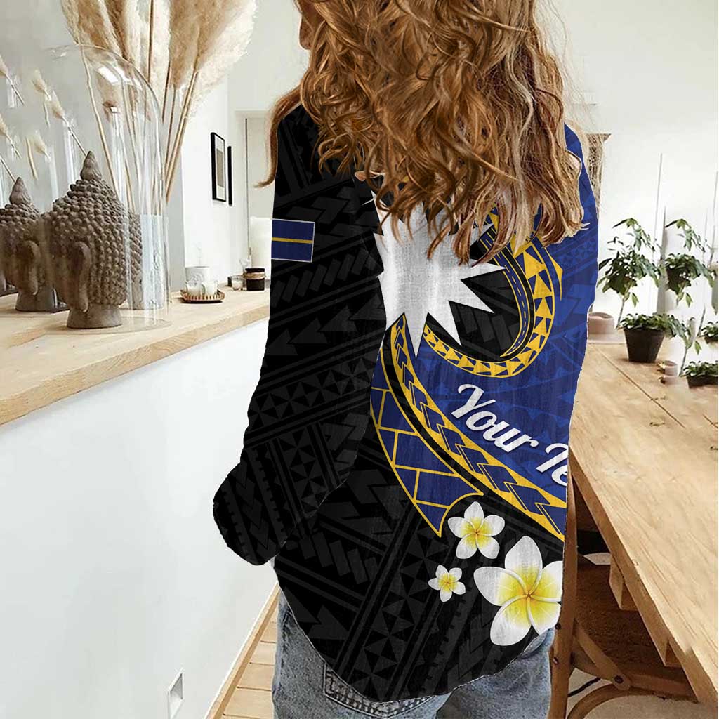 Personalised Nauru Women Casual Shirt Naoero Proud Plumeria