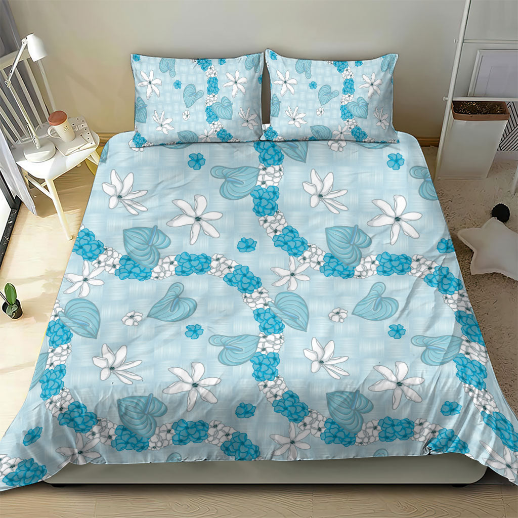 Hawaii Anthurium Tiare Pikake Lei Bedding Set UliUli Lauhala Art Pattern LT01 - Polynesian Pride
