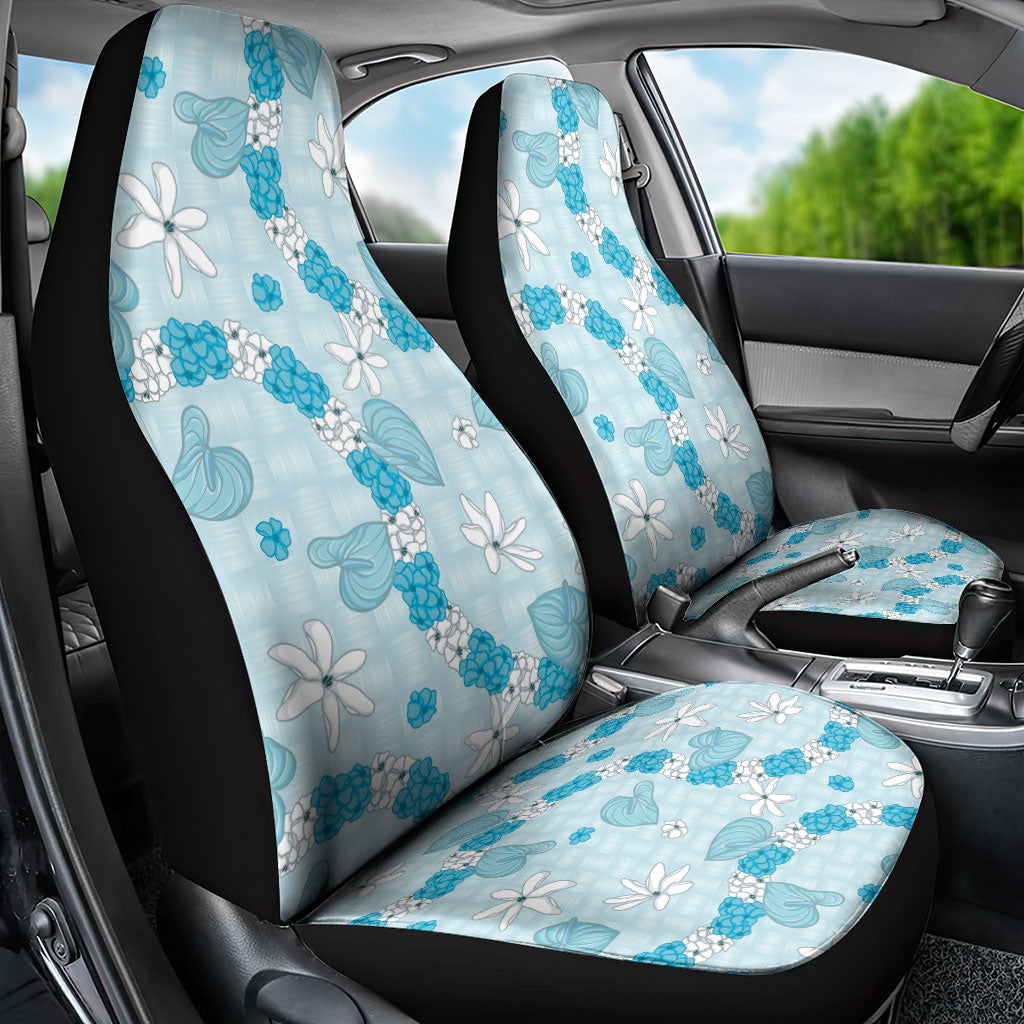 Hawaii Anthurium Tiare Pikake Lei Car Seat Cover UliUli Lauhala Art Pattern