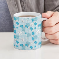 Hawaii Anthurium Tiare Pikake Lei Ceramic Mug UliUli Lauhala Art Pattern