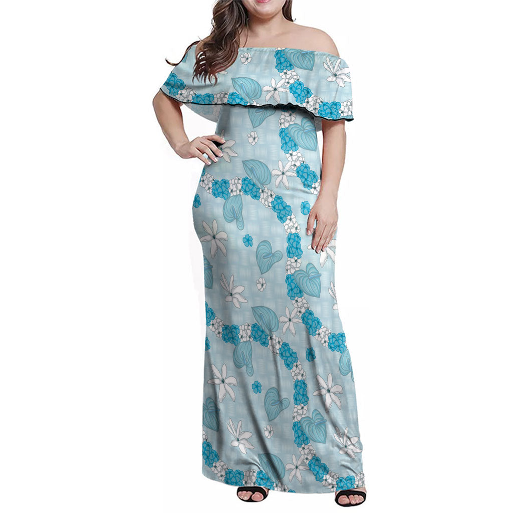 Hawaii Anthurium Tiare Pikake Lei Family Matching Off Shoulder Maxi Dress and Hawaiian Shirt UliUli Lauhala Art Pattern