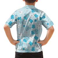 Hawaii Anthurium Tiare Pikake Lei Family Matching Puletasi and Hawaiian Shirt UliUli Lauhala Art Pattern