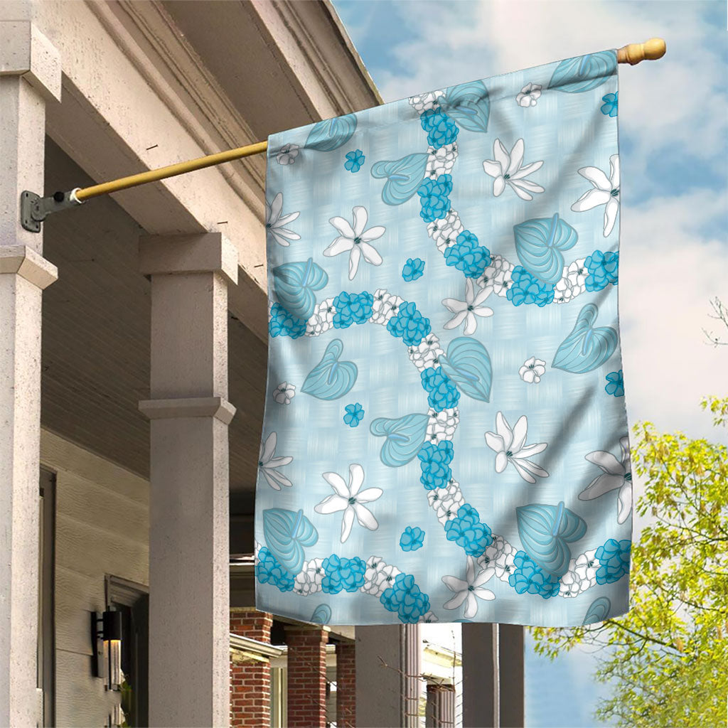 Hawaii Anthurium Tiare Pikake Lei Garden Flag UliUli Lauhala Art Pattern LT01 House Flag Blue - Polynesian Pride