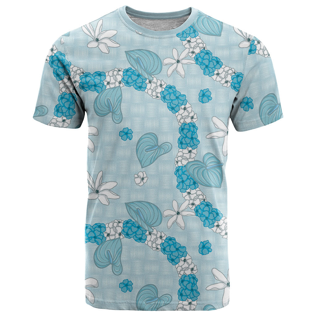 Hawaii Anthurium Tiare Pikake Lei T Shirt UliUli Lauhala Art Pattern