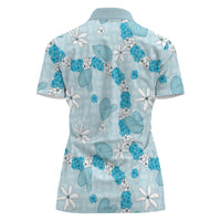 Hawaii Anthurium Tiare Pikake Lei Women Polo Shirt UliUli Lauhala Art Pattern LT01 - Polynesian Pride