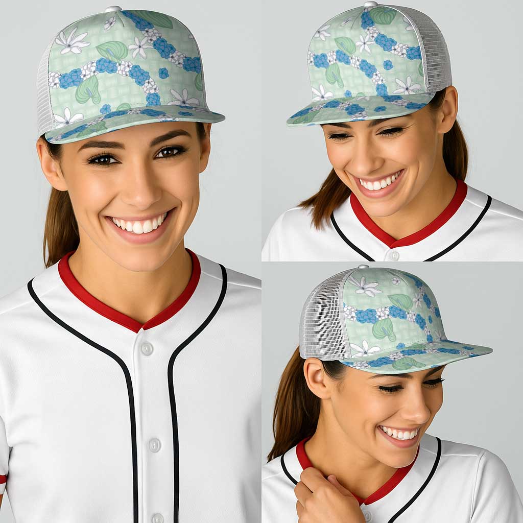 Hawaii Anthurium Tiare Pikake Lei Baseball Net Cap Omaomao Lauhala Art Pattern LT01 - Polynesian Pride