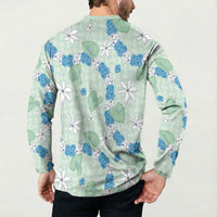 Hawaii Anthurium Tiare Pikake Lei Button Sweatshirt Omaomao Lauhala Art Pattern LT01 - Polynesian Pride