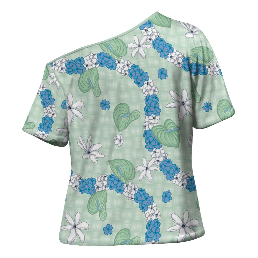 Hawaii Anthurium Tiare Pikake Lei Cross Shoulder Shirt Omaomao Lauhala Art Pattern LT01 - Polynesian Pride