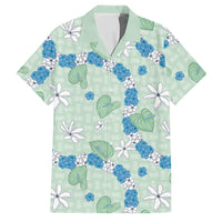 Hawaii Anthurium Tiare Pikake Lei Family Matching Long Sleeve Bodycon Dress and Hawaiian Shirt Omaomao Lauhala Art Pattern LT01 Dad's Shirt - Short Sleeve Green - Polynesian Pride