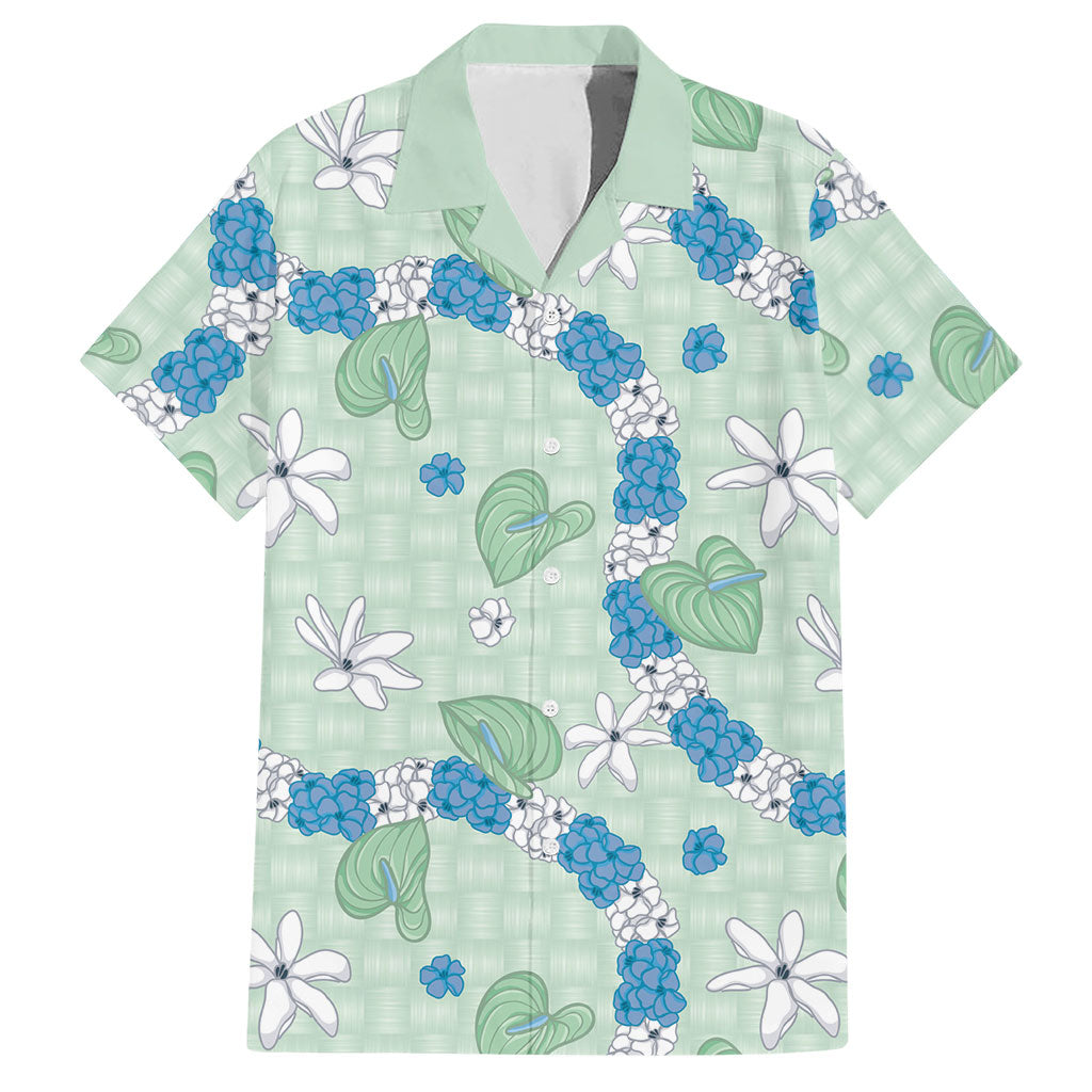 Hawaii Anthurium Tiare Pikake Lei Hawaiian Shirt Omaomao Lauhala Art Pattern LT01 Green - Polynesian Pride