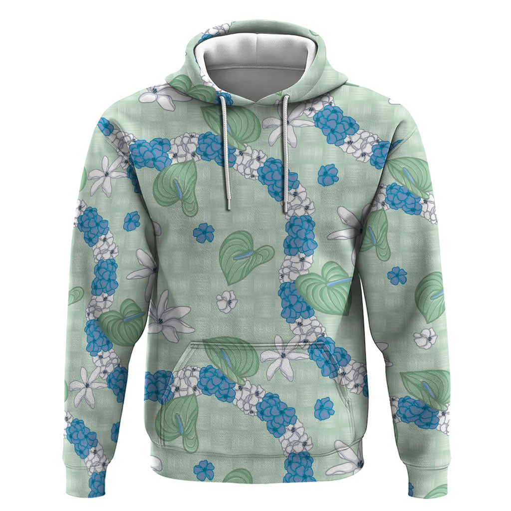 Hawaii Anthurium Tiare Pikake Lei Hoodie Omaomao Lauhala Art Pattern LT01 Pullover Hoodie Green - Polynesian Pride