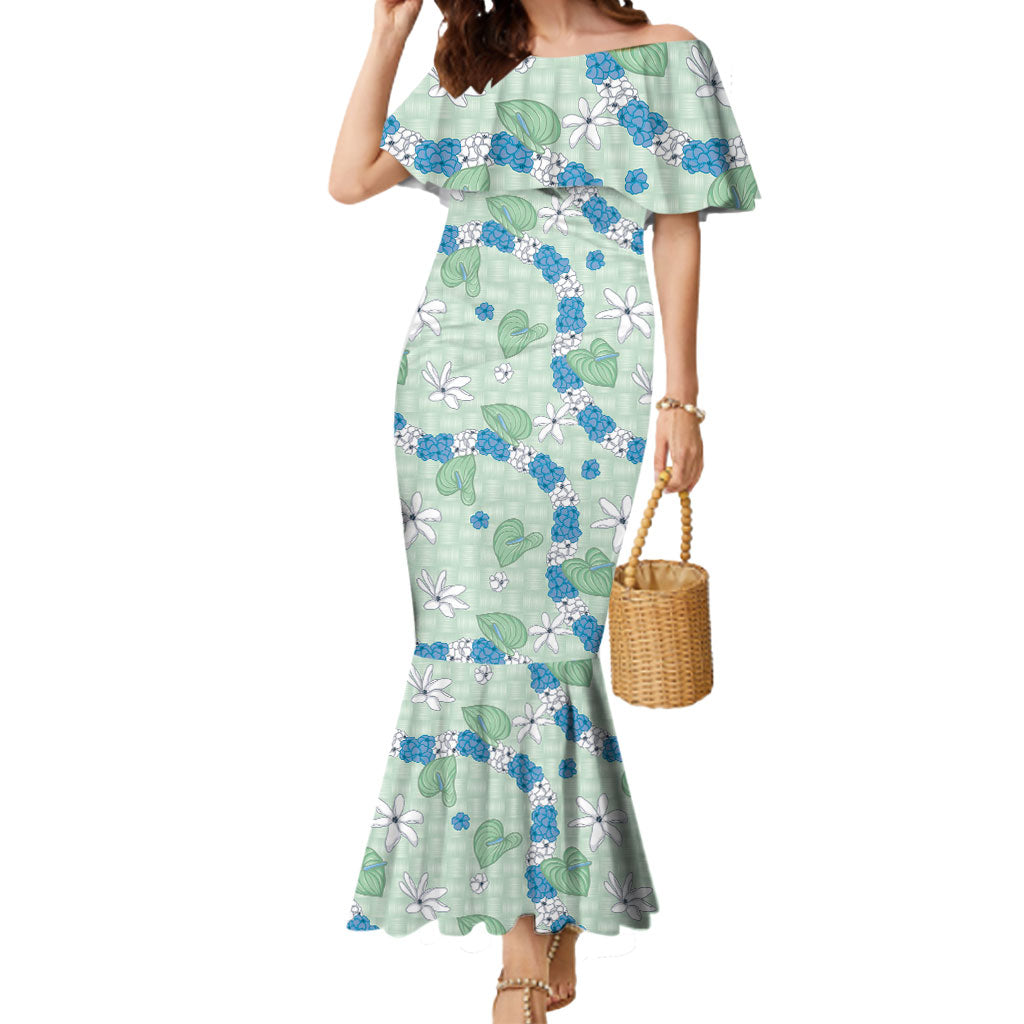 Hawaii Anthurium Tiare Pikake Lei Mermaid Dress Omaomao Lauhala Art Pattern LT01 Women Green - Polynesian Pride