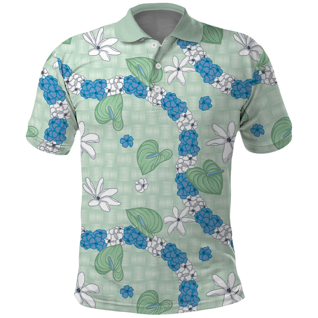 Hawaii Anthurium Tiare Pikake Lei Polo Shirt Omaomao Lauhala Art Pattern