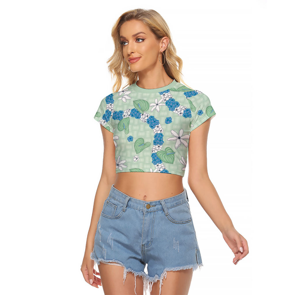 Hawaii Anthurium Tiare Pikake Lei Raglan Cropped T Shirt Omaomao Lauhala Art Pattern
