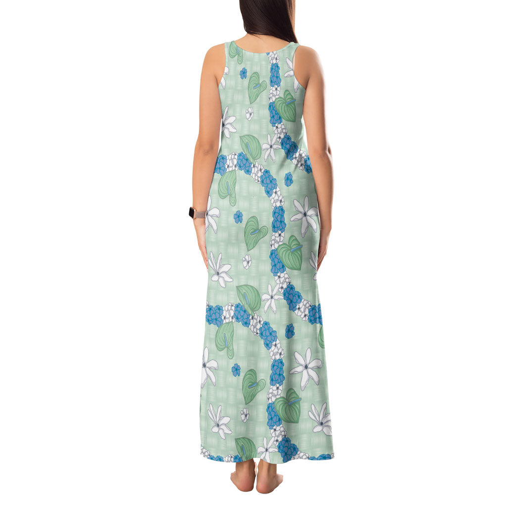 Hawaii Anthurium Tiare Pikake Lei Tank Maxi Dress Omaomao Lauhala Art Pattern LT01 - Polynesian Pride