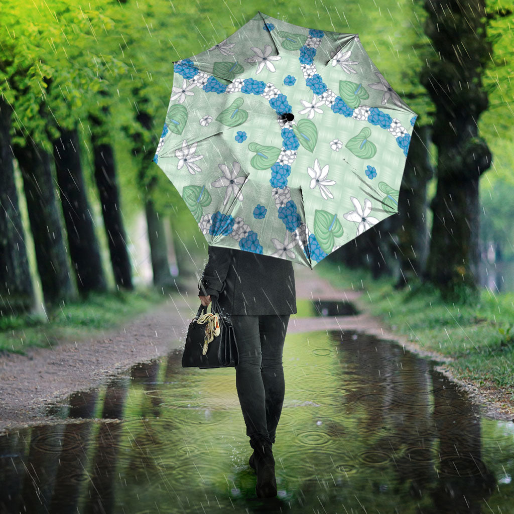 Hawaii Anthurium Tiare Pikake Lei Umbrella Omaomao Lauhala Art Pattern